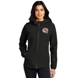 QC British Auto Club Port Authority Ladies Essential Rain Jacket-Deep Black EMBROIDERY