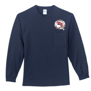 QC British Auto Club Unisex Cotton Long Sleeve Essential Pocket T-Shirt-Navy SCREEN PRINT