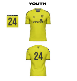 QC Strikers Uniform Hummel Custom Vibrant/QC Strikers YOUTH Short Sleeve Raglan Soccer Jersey – Yellow/Black