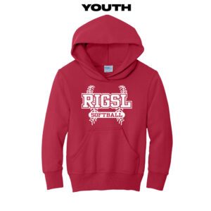 RI Girls Softball Youth Basic Hooded Sweatshirt-Red