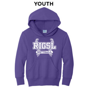 RI Girls Softball Youth Basic Hooded Sweatshirt-Purple