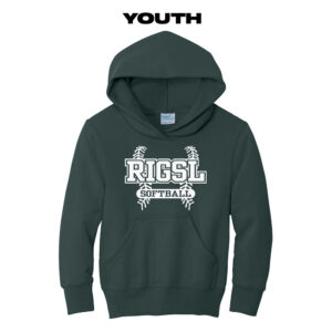 RI Girls Softball Youth Basic Hooded Sweatshirt-Dark Green
