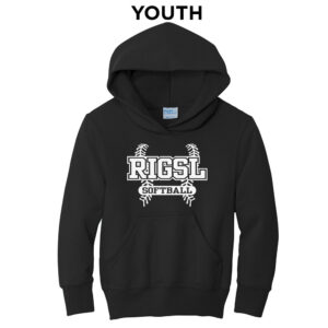 RI Girls Softball Youth Basic Hooded Sweatshirt-Black