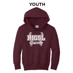 RI Girls Softball Youth Basic Hooded Sweatshirt-Maroon
