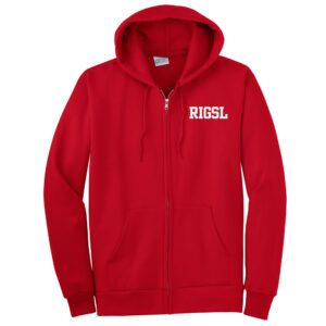 RI Girls Softball Unisex Essential Fleece Full Zip Hooded Sweatshirt-Red