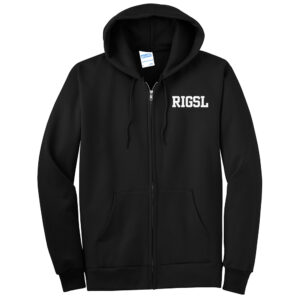 RI Girls Softball Unisex Essential Fleece Full Zip Hooded Sweatshirt-Black