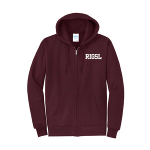 RI Girls Softball Unisex Core Fleece Full Zip Hooded Sweatshirt-Maroon