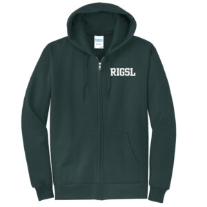 RI Girls Softball Unisex Core Fleece Full Zip Hooded Sweatshirt-Dark Green