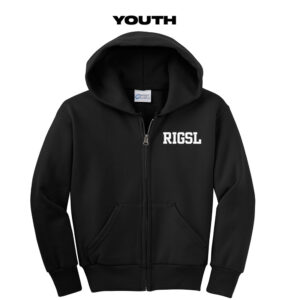 RI Girls Softball Youth Core Fleece Full Zip Hooded Sweatshirt-Black