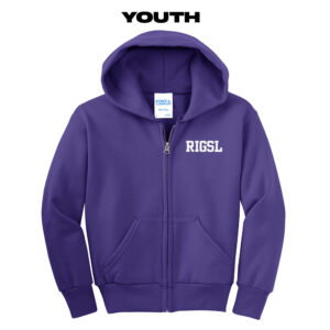 RI Girls Softball Youth Core Fleece Full Zip Hooded Sweatshirt-Purple