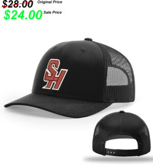 SH Football PG Richardson Pro Crown Mesh Back solid color Adjustable back cap Solid-Black