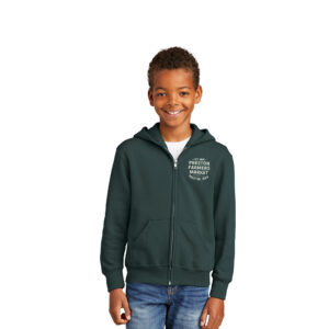The Preston Farmers Market Youth Core Fleece Full Zip Hooded Sweatshirt-Dark Green