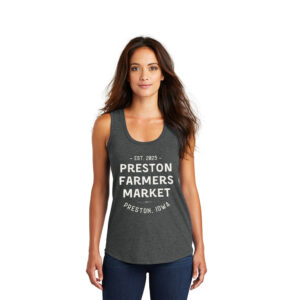 The Preston Farmers Market District Made Ladies Perfect Tri Racerback Tank-Black Frost