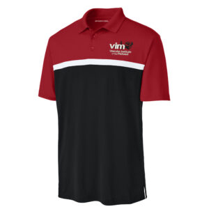 VIM Sport-Tek Men UV Micropique Colorblock Polo-Deep Red/Black/White