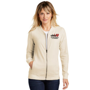 VIM Sport Tek Ladies Lightweight French Terry Bomber-Ecru