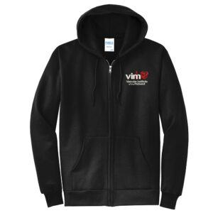 VIM Unisex Classic Full-Zip Hooded Sweatshirt-Black