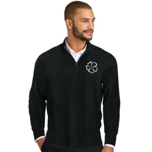 Wild Rose Casino Employee Port Authority Men Easy Care 1/4-Zip Sweater-Deep Black