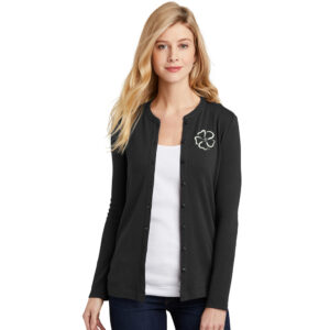 Wild Rose Casino Employee Port Authority Ladies Concept Stretch Button-Front Cardigan-Black