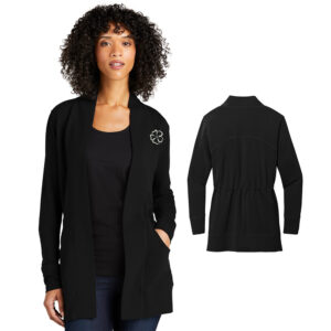 Wild Rose Casino Employee Port Authority Ladies Microterry Cardigan-Deep Black