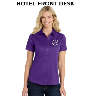 Wild Rose Casino Employee Port Authority Women’s Short Sleeve SuperPro React Twill Shirt-Purple
