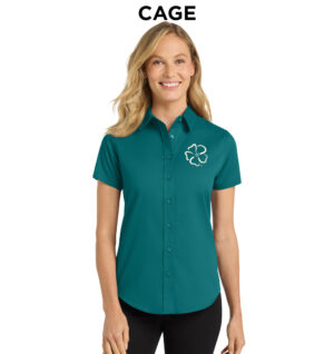 Wild Rose Casino Employee Port Authority Ladies Short Sleeve Easy Care Shirt-Teal Green
