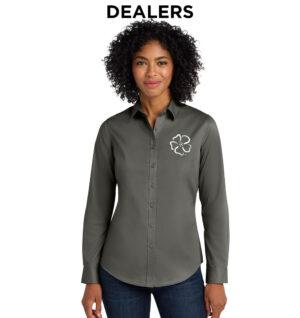 Wild Rose Casino Employee Port Authority Ladies  SuperPro twill button down long sleeve shirt-Sterling Grey