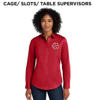 Wild Rose Casino Employee Port AuthorityLadies  SuperPro twill button down long sleeve shirt-Rich Red