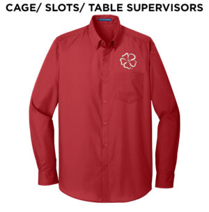 Wild Rose Casino Employee Port Authority Long Sleeve Carefree Poplin Shirt Men-Rich Red
