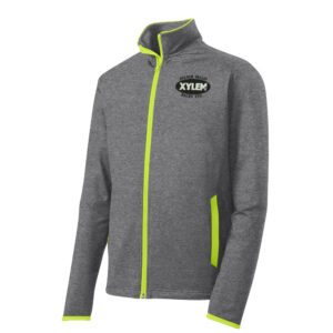 Xylem Sport-Tek Sport-Wick Stretch Contrast Full-Zip Jacket Men-Charcoal Grey Heather/ Charge Green