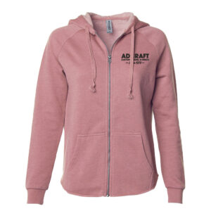 Adcraft Women’s California Wave Wash Full-Zip Hooded Sweatshirt -Dusty Rose