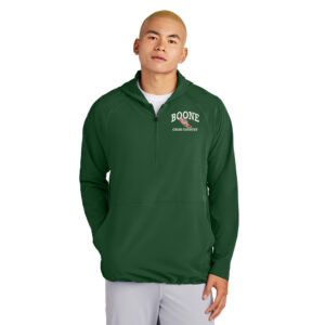 Boone Cross Country Sport-Tek Men Repeat 1/2-Zip Long Sleeve Hooded Jacket-Forest Green