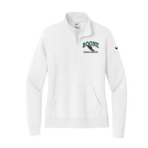 Boone Cross Country Nike Ladies Club Fleece Sleeve Swoosh 1/2-Zip-White