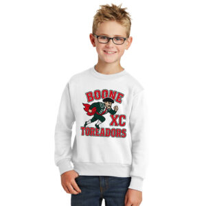 Boone Cross Country Youth Fleece Crewneck Sweatshirt-White