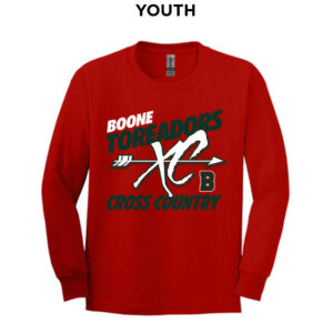 Boone Cross Country Youth Cotton Long Sleeve Tee-Red