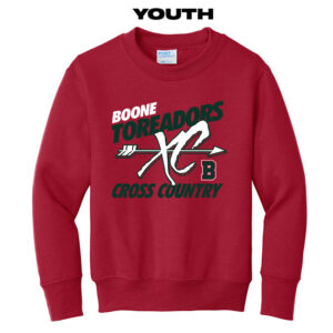 Boone Cross Country Youth Fleece Crewneck Sweatshirt-Red