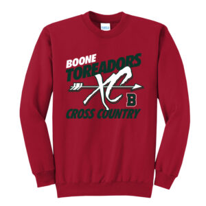 Boone Cross Country Unisex Fleece Crewneck Sweatshirt-Red