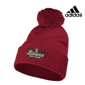 Boone Girls Tennis Adidas Solid Cuffed Pom Beanie Stocking Cap – Team Power Red