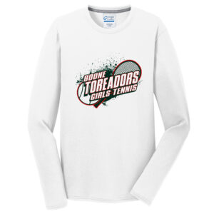 Boone Girls Tennis Men Long Sleeve Essential Blended Performance Tee-White