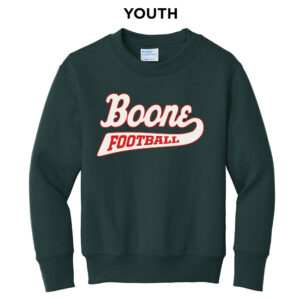 Boone Football Youth Fleece Crewneck Sweatshirt-Dark Green