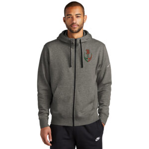 Boone Football Nike Club Fleece Sleeve Swoosh Full-Zip Hoodie Men-Charcoal Heather