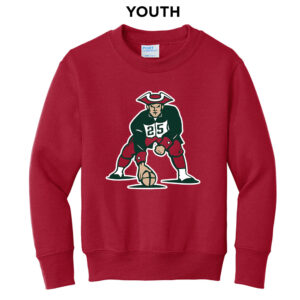 Boone Football Youth Fleece Crewneck Sweatshirt-Red