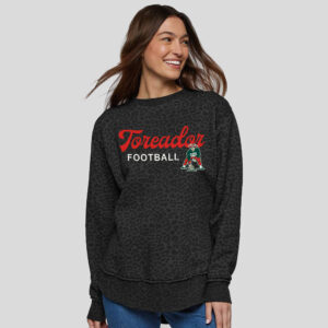 Boone Football LAT Women’s Weekend Fleece Crewneck Sweatshirt-Black Leopard