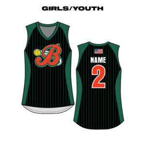 04. Barnstormers Softball Girls/Youth Sublimated V-Neck Racerback Jersey-Black/Pinstripe