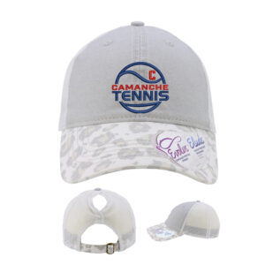 Camanche Girls Tennis Infinity Her Women’s Printed Visor with Mesh Back Cap-Grey Snow Leopard