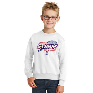 Camanche Girls Tennis Youth Fleece Crewneck Sweatshirt-White