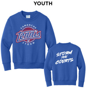 Camanche Girls Tennis Youth Fleece Crewneck Sweatshirt-Royal