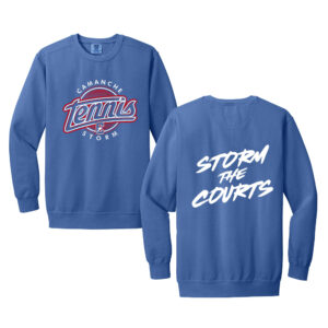 Camanche Girls Tennis Unisex Comfort Colors Garment-Dyed Fleece Crew-Flo Blue