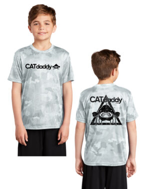 Cat Daddy Sport-Tek YOUTH CamoHex Tee-White