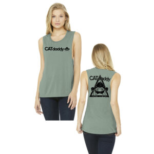 Cat Daddy Bella and Canvas Women Flowy Scoop Muscle Tank-Dusty Blue