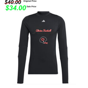 Clinton FB Player Gear Adidas Men’s Techfit Cold Ready Long Sleeve – BLACK
